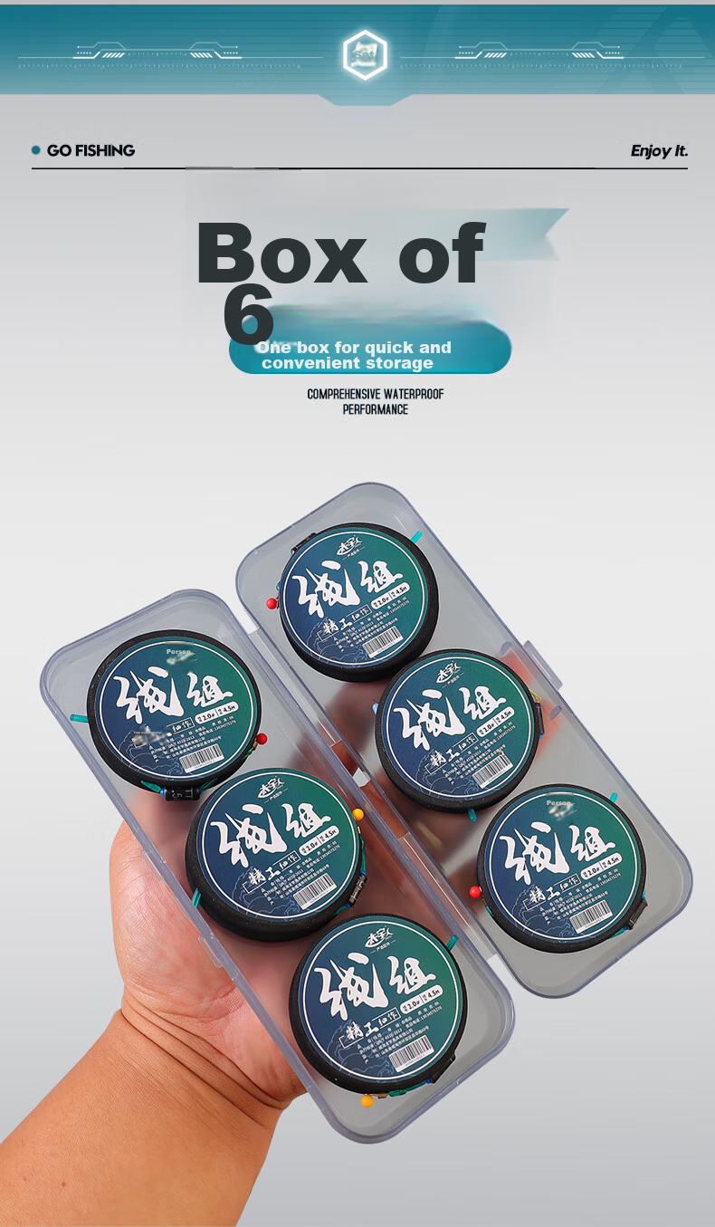 Taiyu Pre-Tied Fishing Line Set with Main Line, Leader Line, And Figure-Eight Rings for Pole Fishing 4