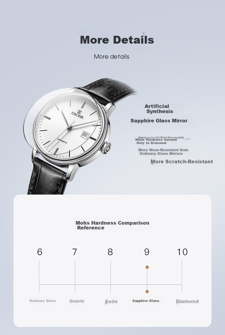 EBOHR Women's Master Series Casual White Leather Strap Mechanical Watch, Birthday And Holiday Gift, 36170142 10