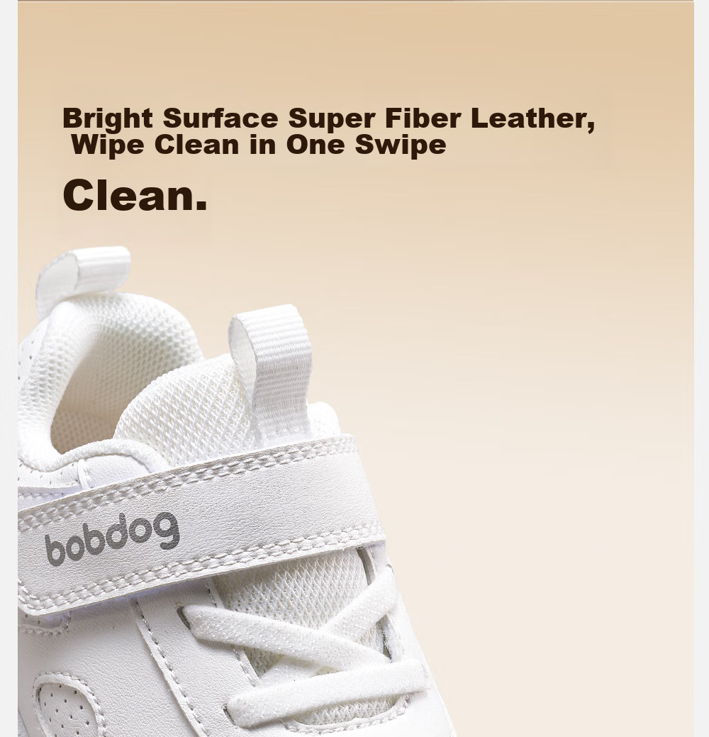 BOBDOG Children's Shoes, Toddler Walking Shoes for Boys And Girls, Spring And Autumn Versatile School White Sneakers, Academy White, Size 26 12