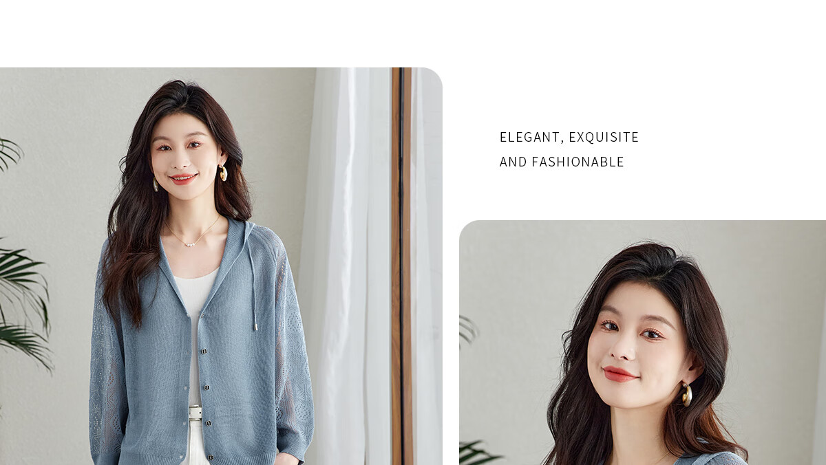 YUZHAOLIN Fashion Ice Silk Knit Cardigan for Women, Thin Outer Layer Short Loose-Fitting Shawl Y52D023 15