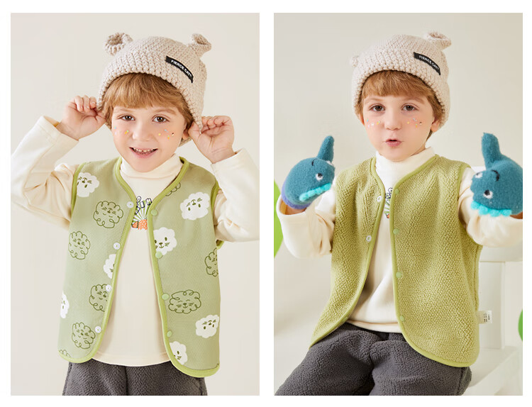 MQDMINI Children's Clothing Vest, Boys And Girls Fleece Vest, Two-Way Wear Vest, Baby Early Spring Inner And Outer Wear, Sleeveless Jacket, Suitable for Three Seasons 12