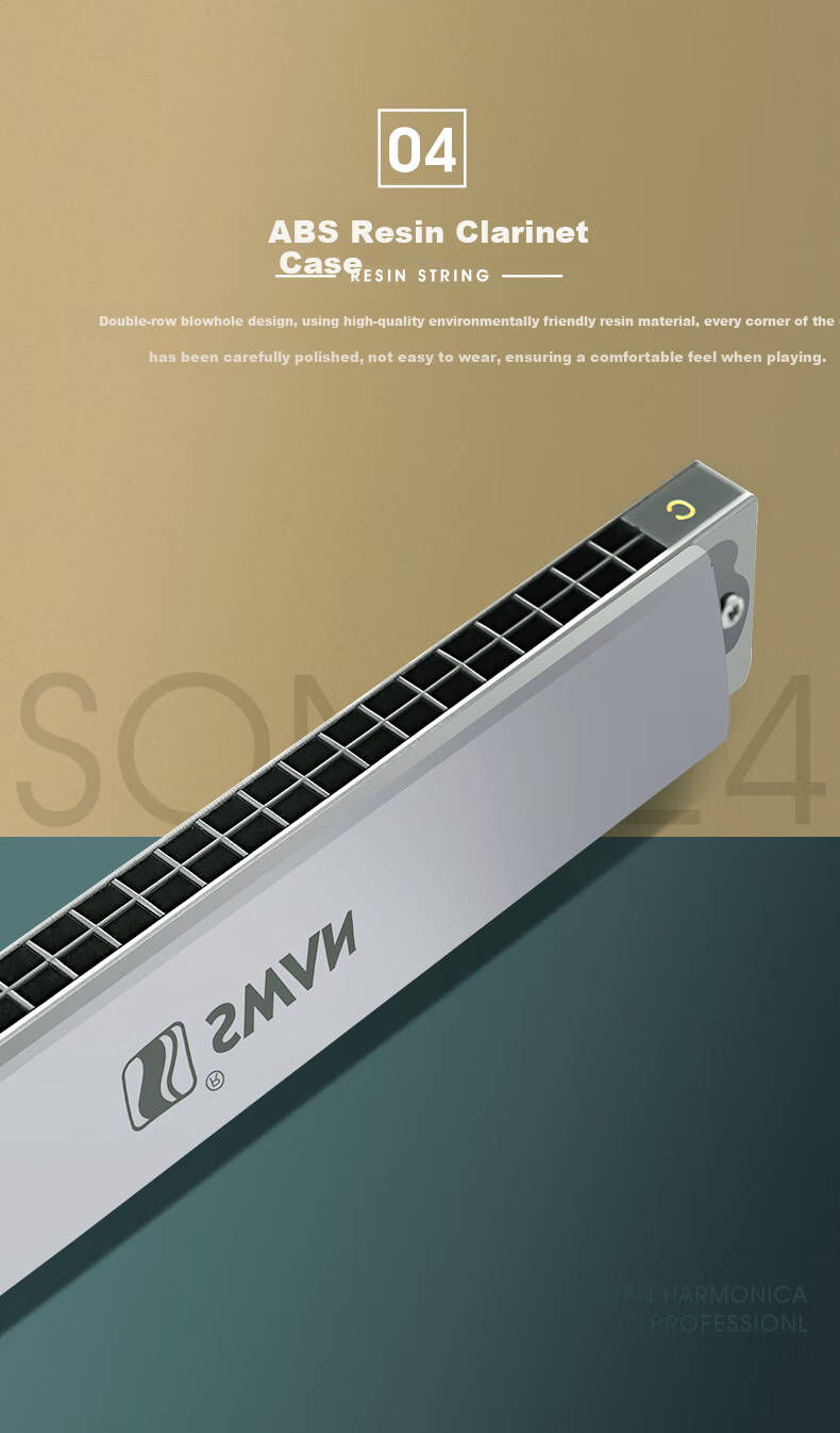 SWAN 24-Hole Polyphonic, Japanese Imported Harmonica, Advanced Adult Professional Performance Harmonica in C Key (Silver) 6