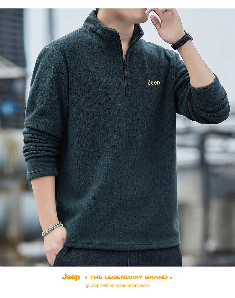 JEEP Men's Sweatshirt, Loose-Fitting Long-Sleeve T-Shirt for Autumn And Winter, Fleece-Lined Thick Casual Clothing for Men, Black, Size M 20