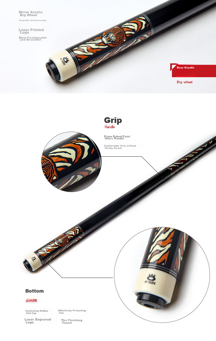 Aomi Fuhutai Pool Cue, Chinese Black 8 American Nine-Ball Cue, Big Head Ball Cue, Eight-Ball Black Eight Cue, 16 Points Table Tennis Cue, 12.75 3