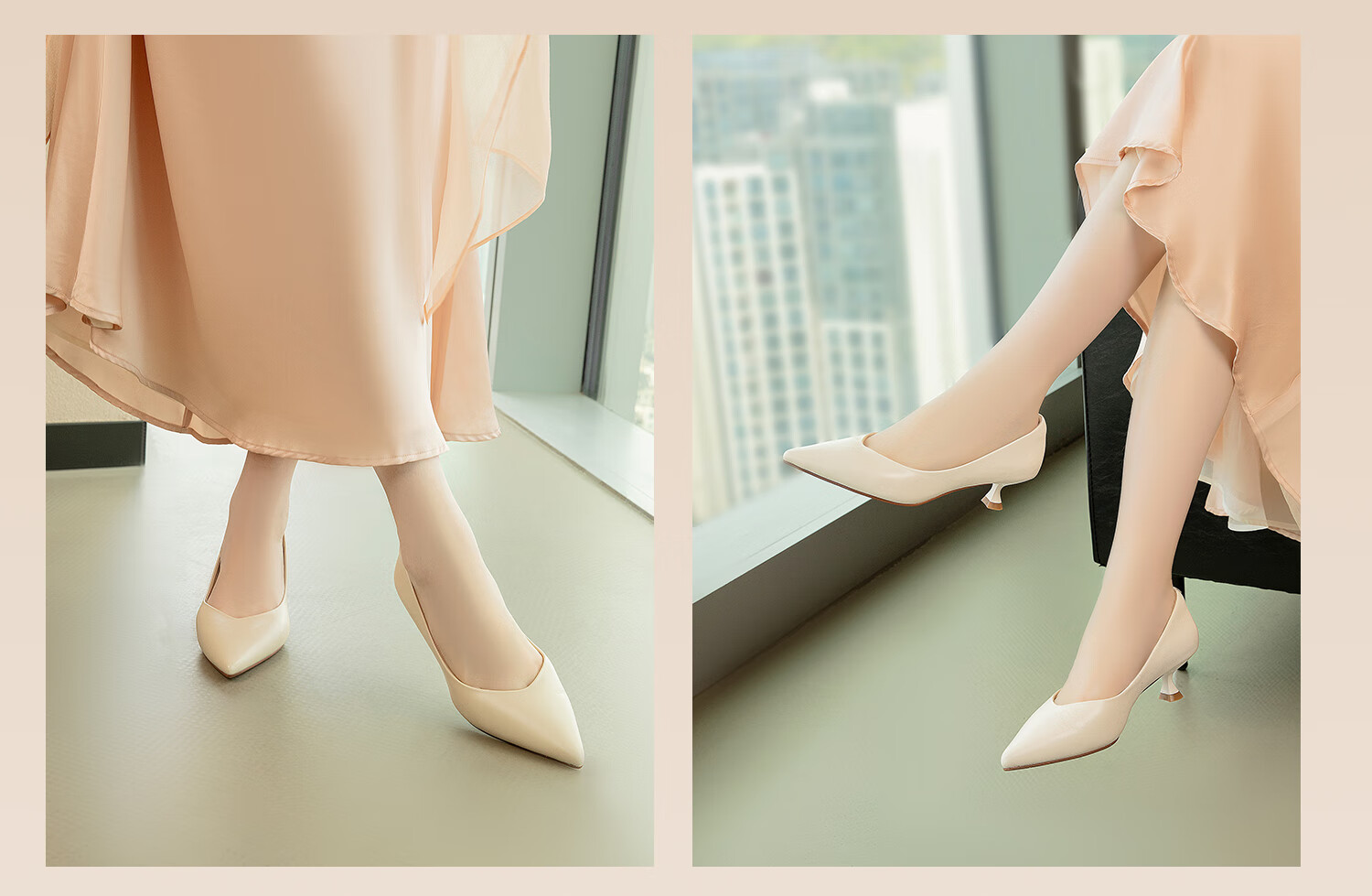 COMELY Elegant High Heels for Women, Spring And Summer New Black Commuter Women's Genuine Leather Pumps, Versatile And Comfortable, Apricot Color, Size 36 6