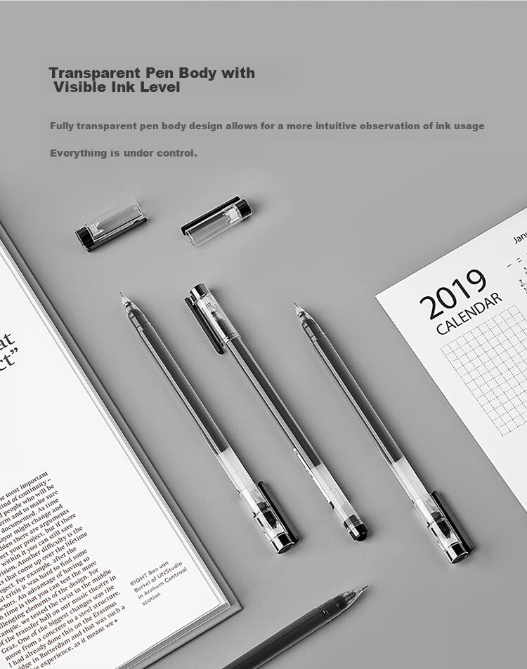 GuangBo Needle-Tip Pen, 0.5mm Black Ink, Large Capacity, Extra Writing Power, Full Needle-Tip Pull-Cap Black Pen, for Business, Office And Student Use, 12 Pens/box, B72009D 5