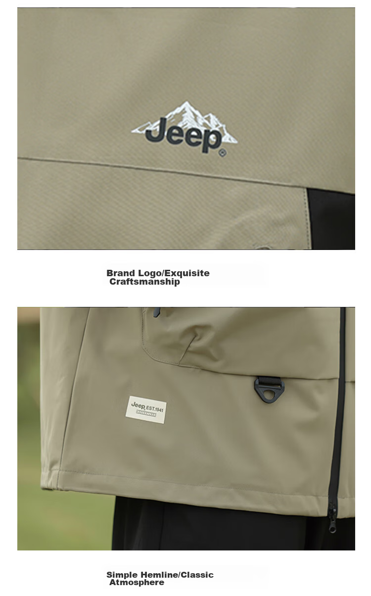 JEEP Men's Jacket, Spring And Autumn Loose-Fitting Hooded Sports Outdoor Clothing, Men's Outerwear 074, Black, Size L 5