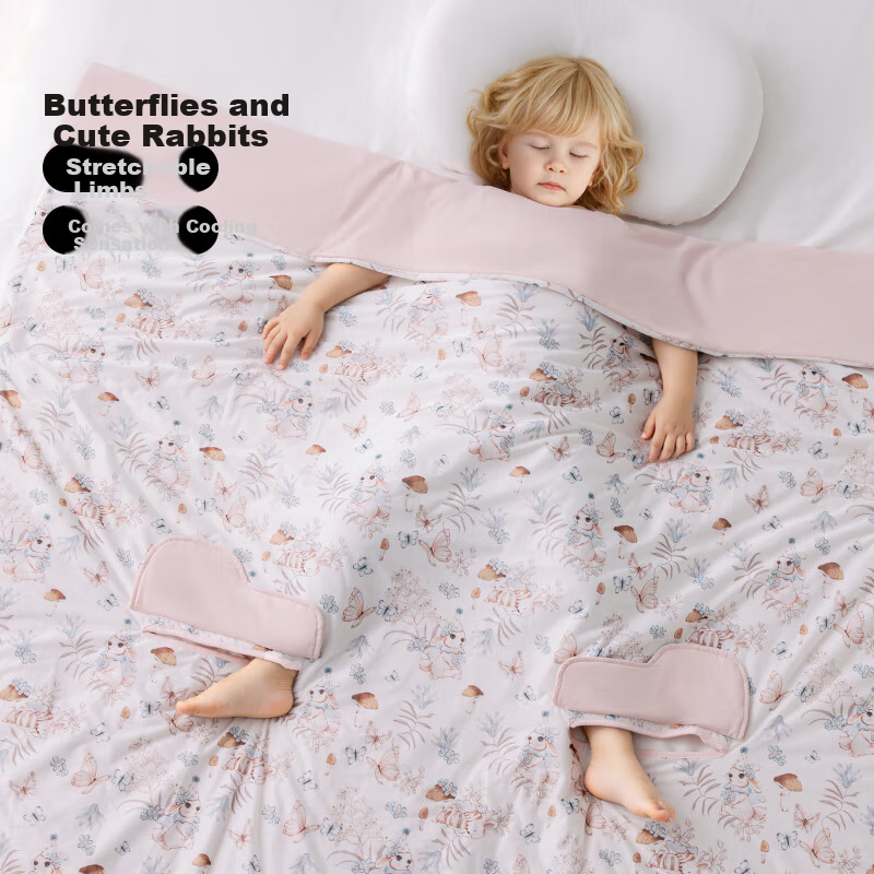 OUYUN Children's Anti-Kick Blanket, Baby Sleeping Bag, Summer Cool Quilt, Spring And Summer Quilt, Silk Filling Hugging Blanket, Mengtu 1.2*1m