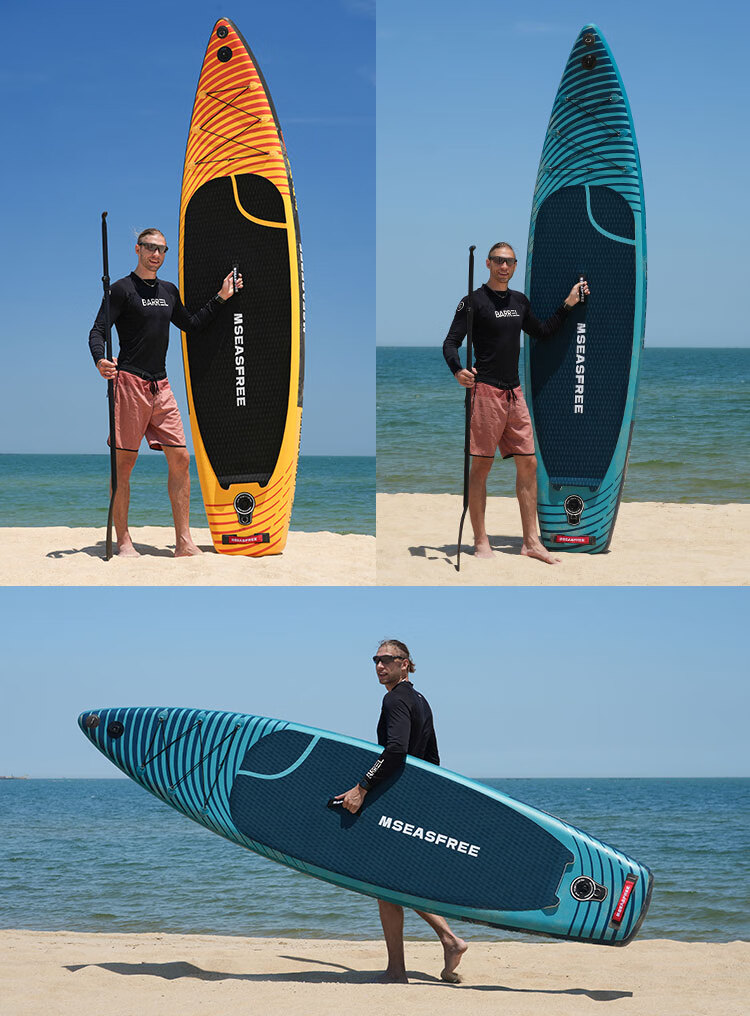 MSEASFREE 2025 New Inflatable Surfboard Paddle Board for Swimming, Fishing, Sea And Water Activities, Adult Beginner SUP Green Apple 7