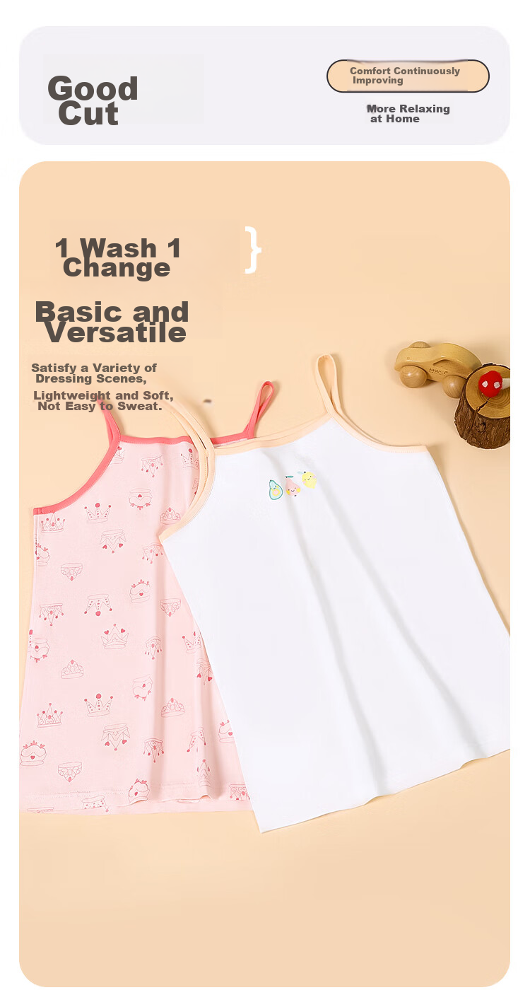 Hodohome Children's Tank Top for Girls, Summer A-Class Pure Cotton Thin Camisole, Cute Undershirt for Baby Girls, 802 160 10
