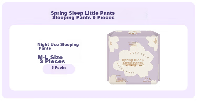 Herlab Spring Sleep Shorts, M-L Size, 9 Pieces, Extra Long And Ultra-Thin, Overnight Use Panty-Style Sanitary Napkins, Comfort Pants, Good Night Pants, Self-Operated 1