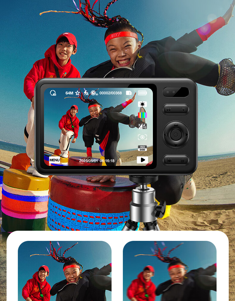 BENJIE Digital Camera, CCD Student Point-And Camera with Image Stabilization, COMS High-Definition Mini Entry-Level Camera, Quick Direct Transfer, 2.4-Inch IPS Screen, 32GB White 19