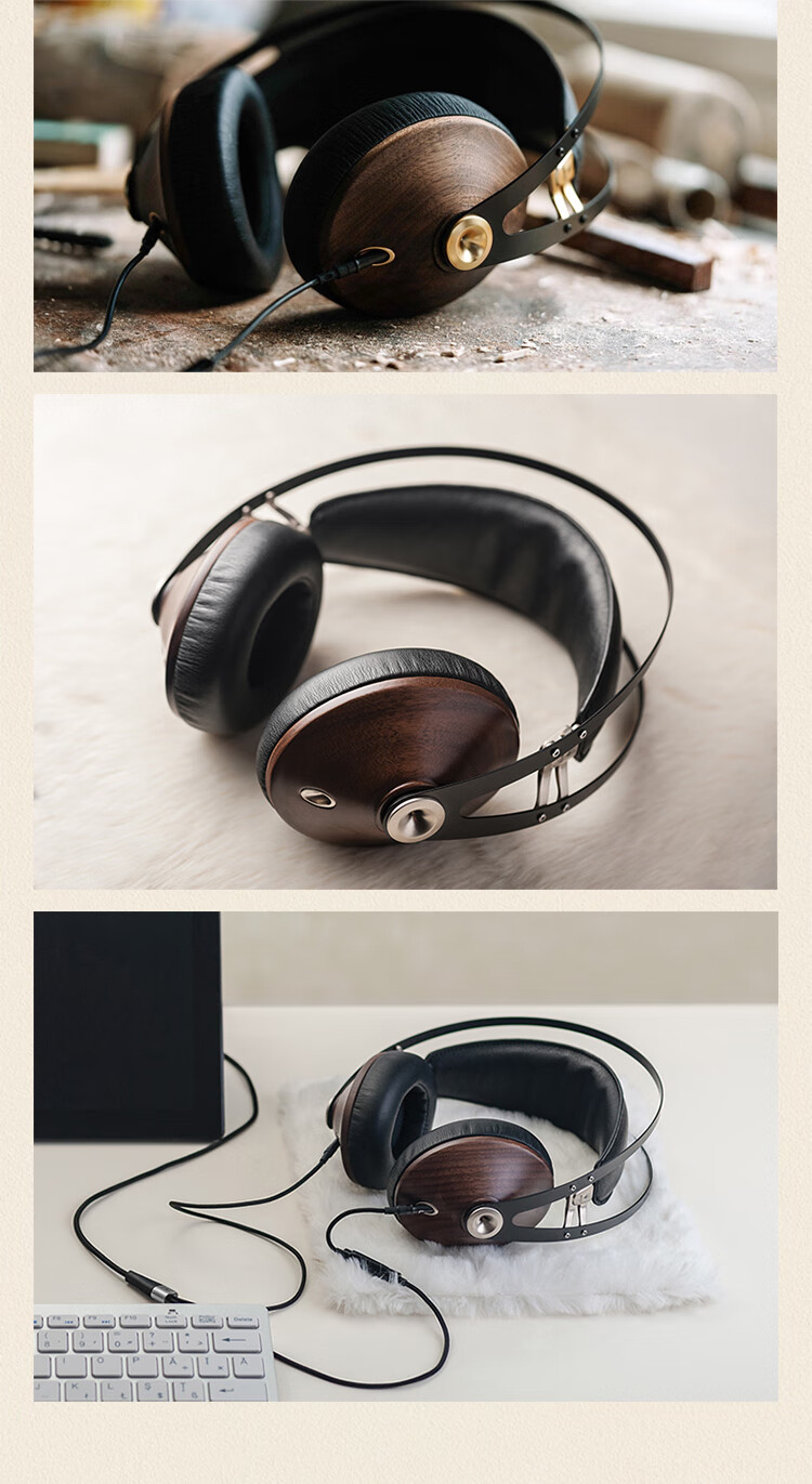 MEZEANTONIO (Meze) 99 Classics Walnut Headphones, Closed-Back Dynamic HiFi Wired Headphones, Walnut Wood Shell, Black And Gold Color 7