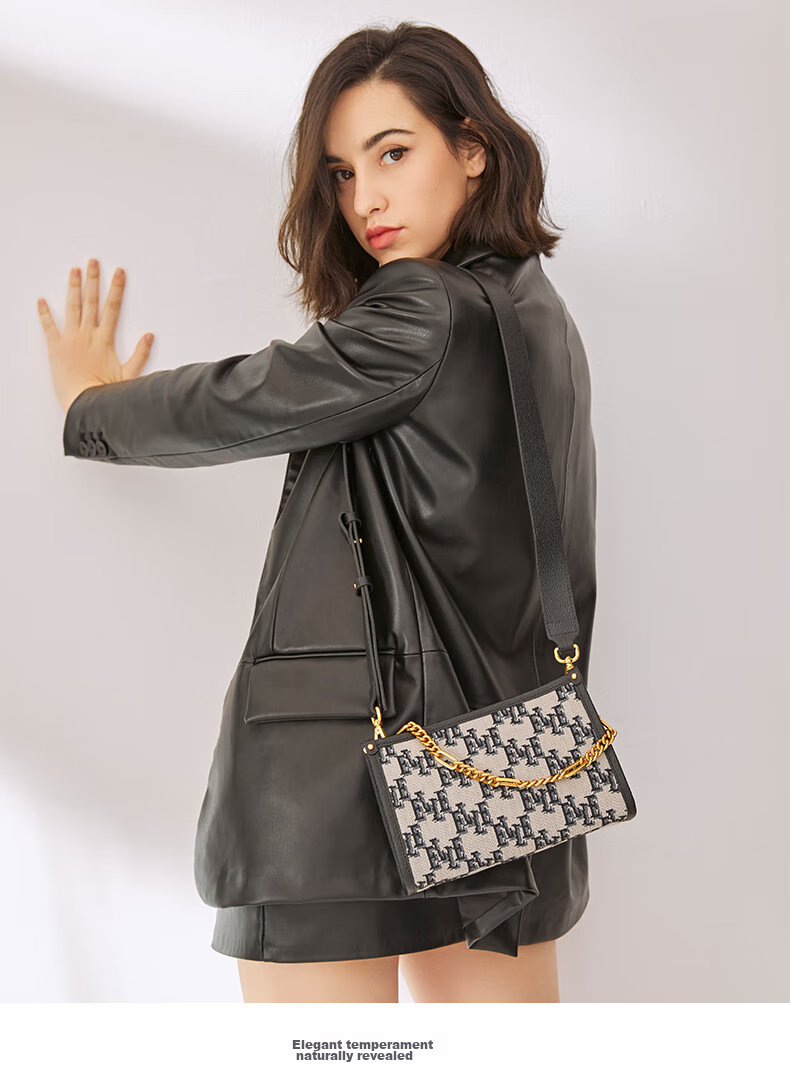 ELLE New Women's Handbag, Chain Flower Pattern, Tote Bag, Shoulder Bag, Crossbody Small Square Bag, Underarm Bag, Birthday Gift, 22016 5