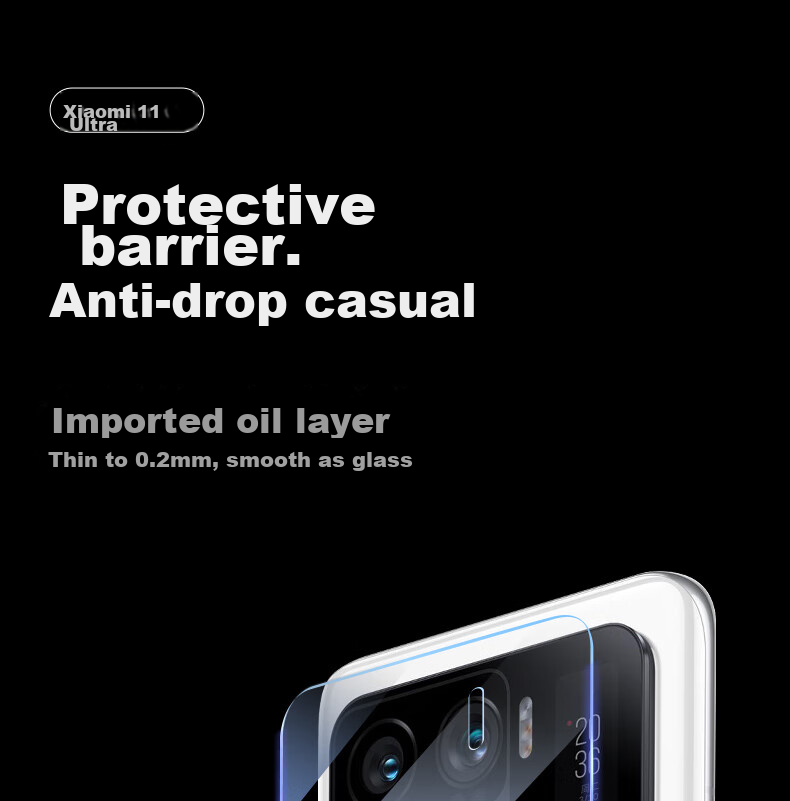 ESCASE Xiaomi 11 Ultra Phone Camera Lens Protector, Flexible Curved Edge Tempered Glass Film for Camera Protection, Anti-Scratch, High Definition Clear Anti-Drop 1