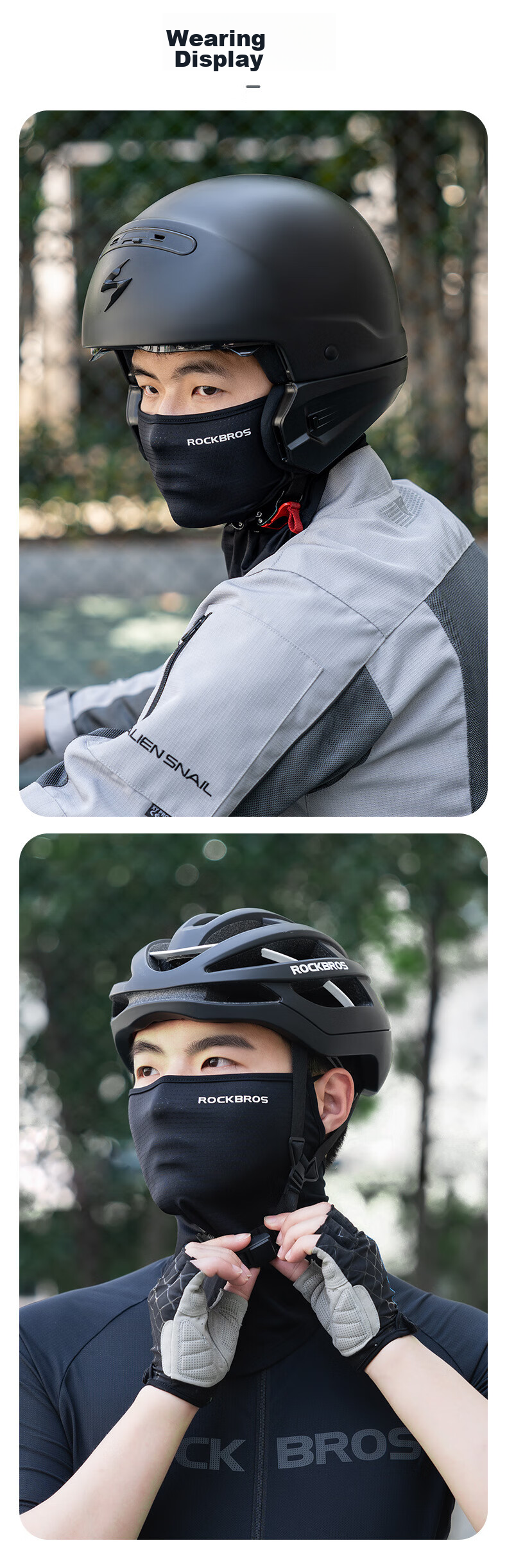 ROCKBROS Full Face Sun Protection Balaclava, Ice Silk Motorcycle Riding Neck Gaiter, Summer Unisex Fishing Face Mask, White 3