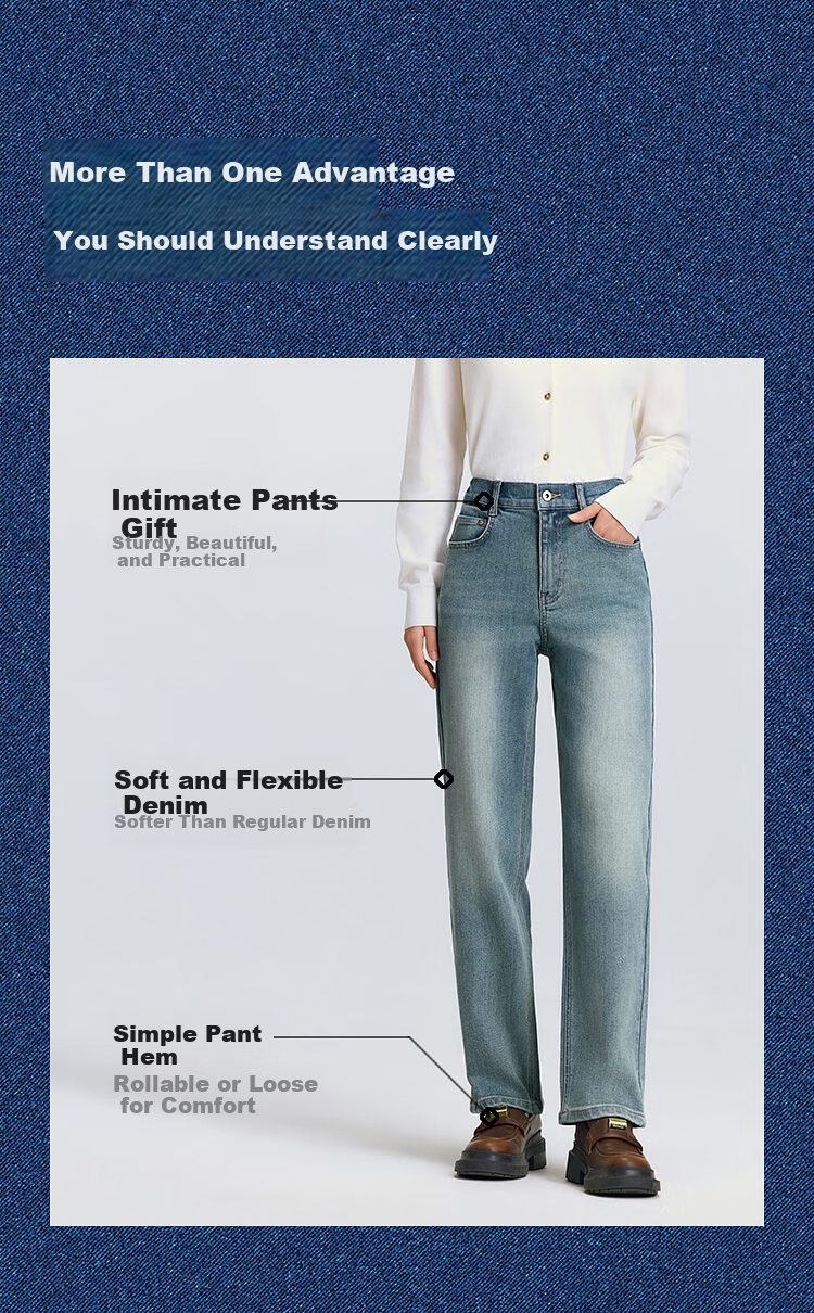 Semir Senrou | Women's Jeans, Spring Season, Semi-Elastic Waistband, Straight-Leg, Leg-Lengthening, Trendy Long Pants, 103125124002 3