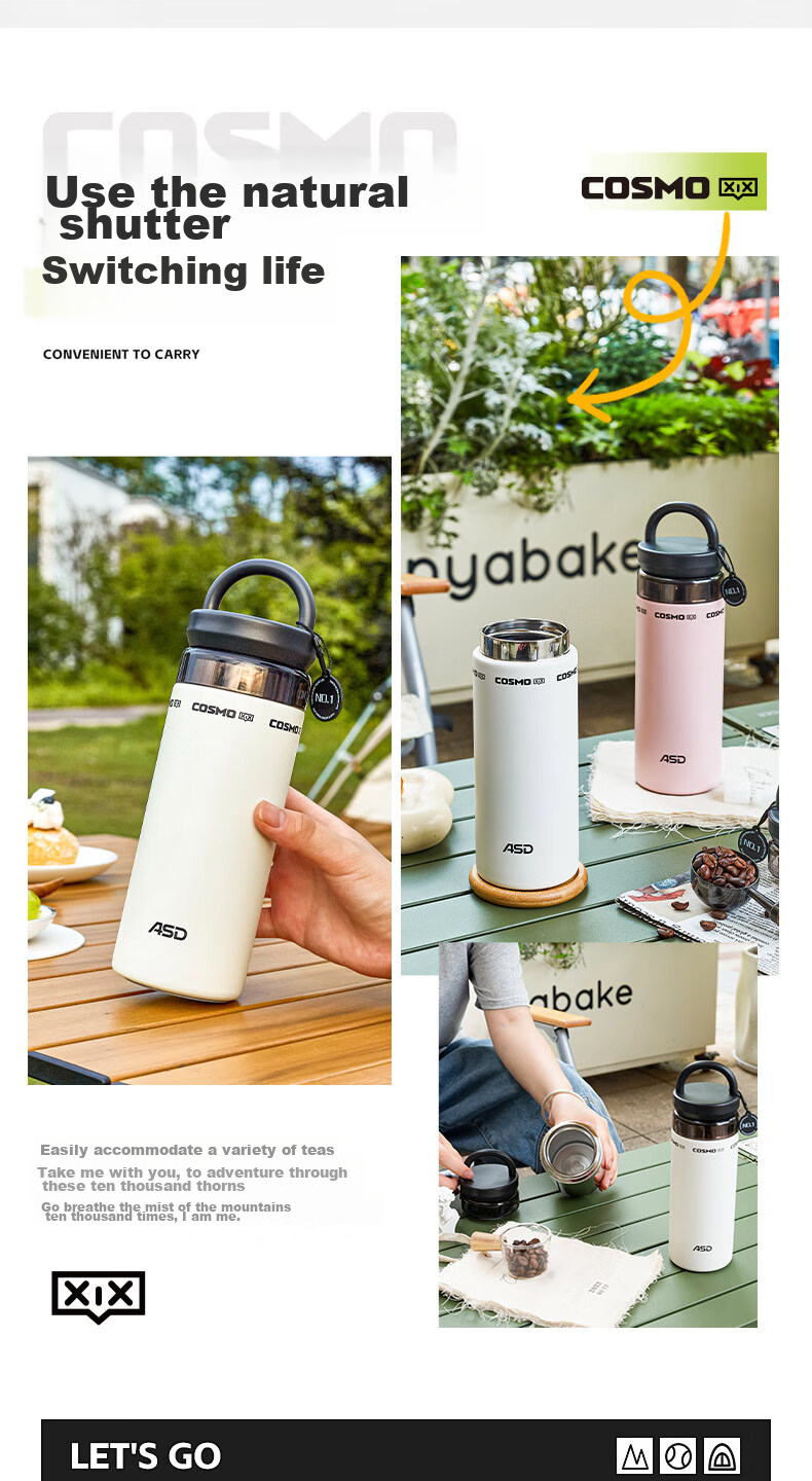 ASD Outdoor Sports Portable Insulated Cup for Home, Office, Students, Water Bottle with Long-Lasting Heat Retention, 400ml, RWS40B18WG-W 3