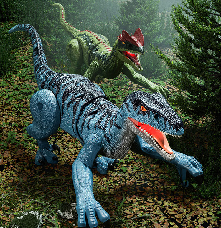 Huashimeng Remote Control Dinosaur Toy, Electric Intelligent Simulated Animal Model, Walks, Makes Sounds, Sprays Mist, Jurassic Velociraptor 2