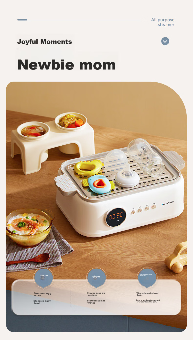 BLAUPUNKT Stainless Steel Electric Steamer, Multifunctional Steaming And Stewing Pot, 10L Double-Layer Steamer, All-In 24H Smart Reservation Cooking Pot, Steamed Bun Electric Stew Pot ZG03B 19