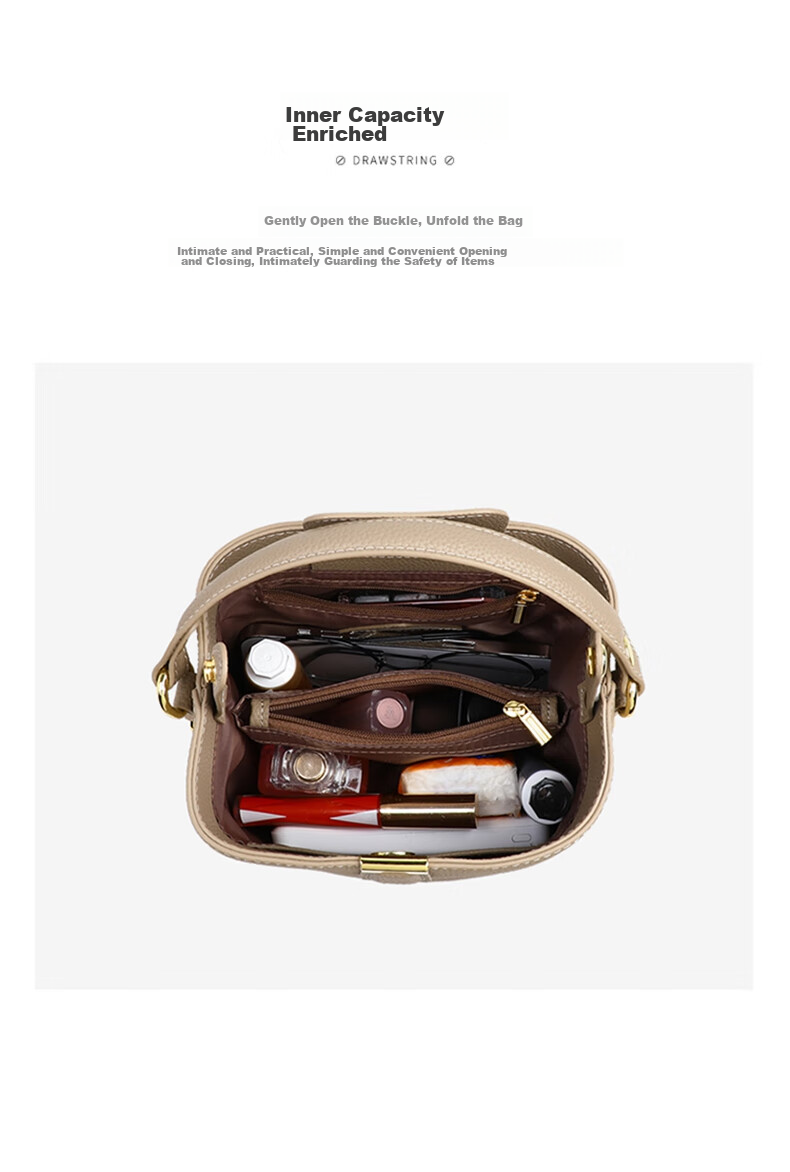 Viney Women's Handbag, Cowhide Bucket Bag, Luxury Crossbody Shoulder Tote Bag, Practical Birthday And Mother's Day Gift for Mom 9