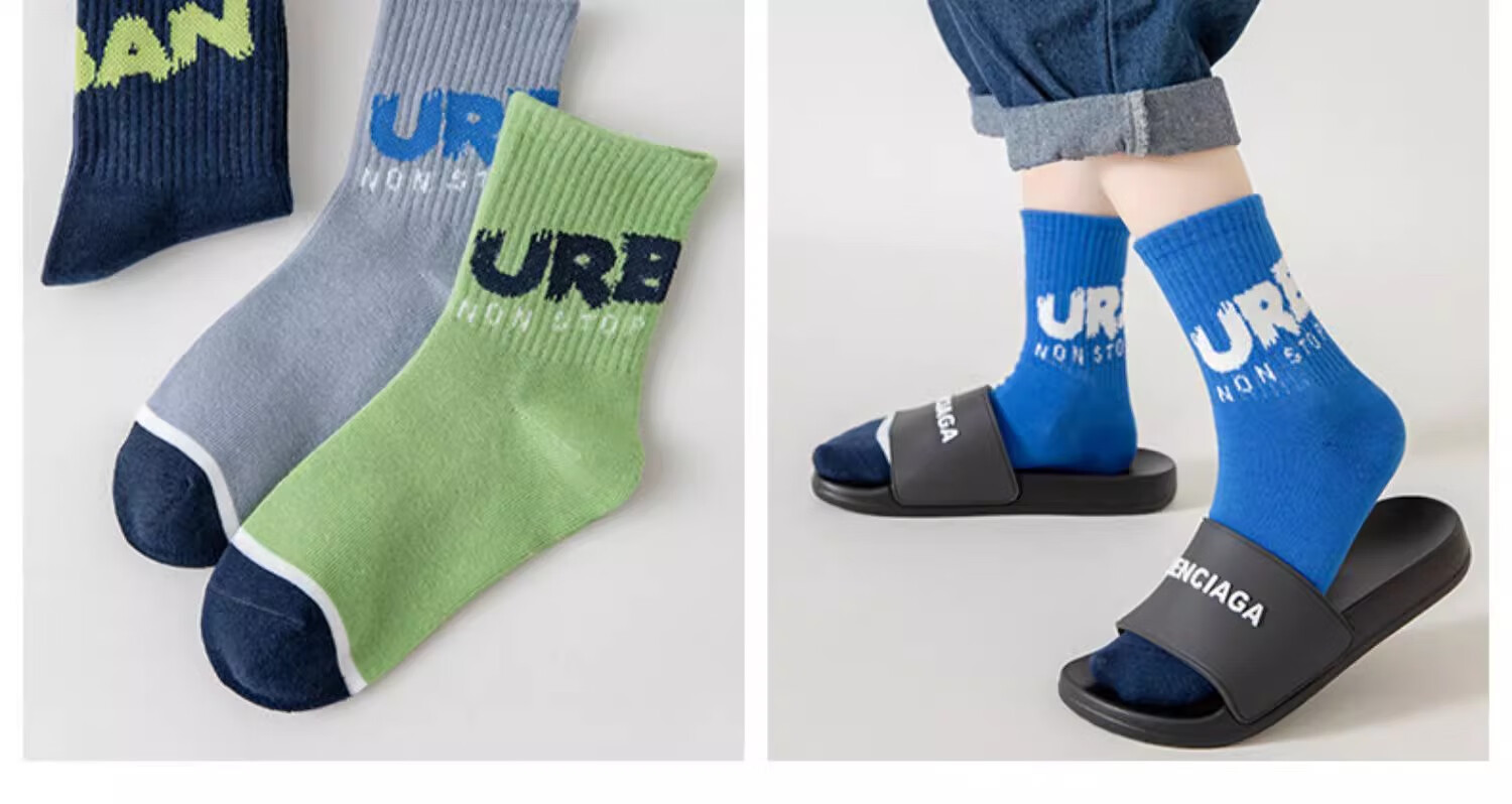 YUZHAOLIN 5 Pairs of Children's Socks, Spring And Summer Mid-Calf Socks for Boys, Athletic Socks for Older Children, Youth Student Cotton Socks, Long Socks 22