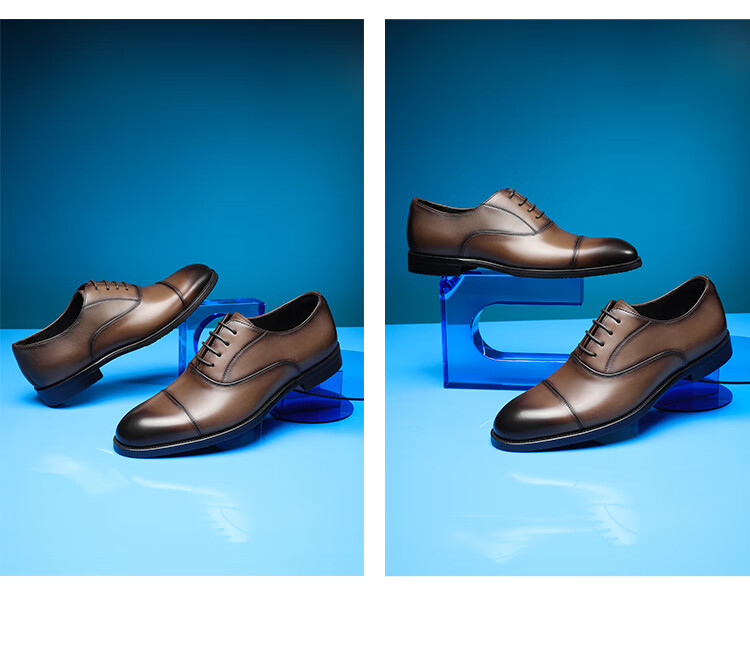 Goldlion Men's Formal Leather Shoes, Gentleman's Party Comfortable Oxford Shoes, 58021029540A, Brown, Size 42 17