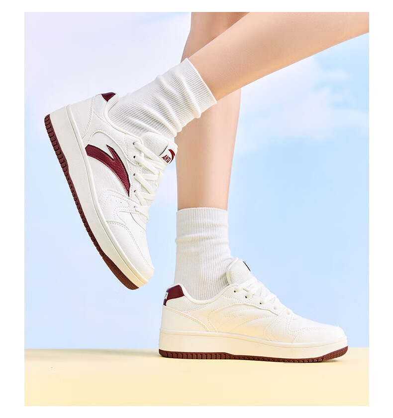Anta Origin Year 2.0 Women's Thick-Soled Skate Shoes Casual White Sneakers Retro Trendy Height-Increasing Sports Shoes for Students Couples 8