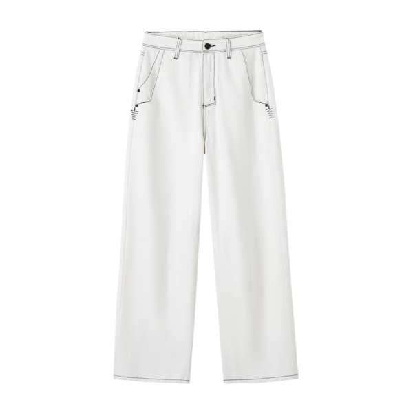 Dme Spring, Autumn And Winter Long-Leg Pure Cotton Harem Pants with Contrasting Thread Traces, Stylish Women's Jeans, White with Fleece Lining, Size 27