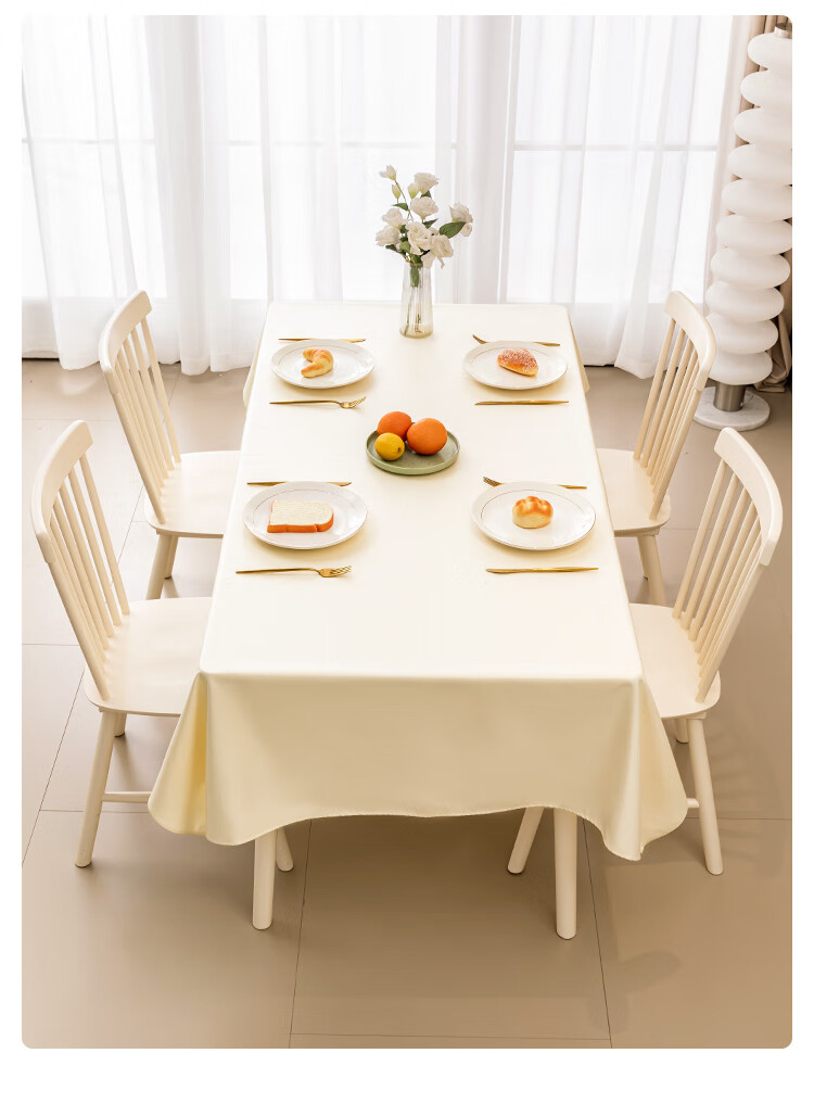 JD Original Large White Tablecloth, Waterproof And Oil-Resistant, Washable Fabric Table Cover, Thickened Table Mat for Dining Table And Coffee Table, 137x180cm 10