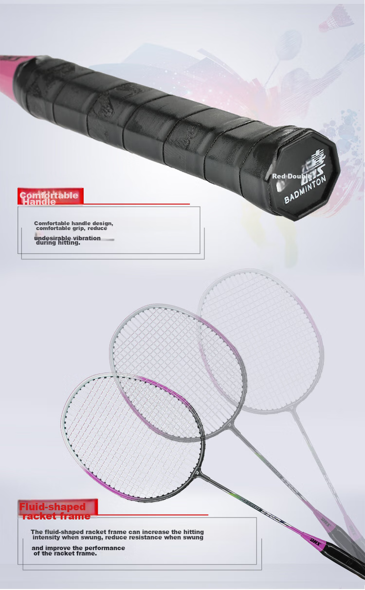 DHS Badminton Racket Pair Upgraded Deep Groove Competition 1012 Racket Color Randomly Selected, Includes 3 Shuttlecocks 10