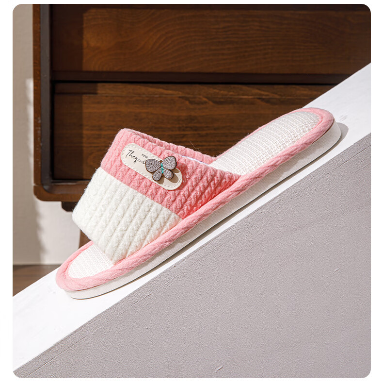 Taxiang Linen Cotton Slippers for Men And Women, Color-Block Lightweight Simple Home All-Season Slippers TR005 Navy Blue 40/41 11