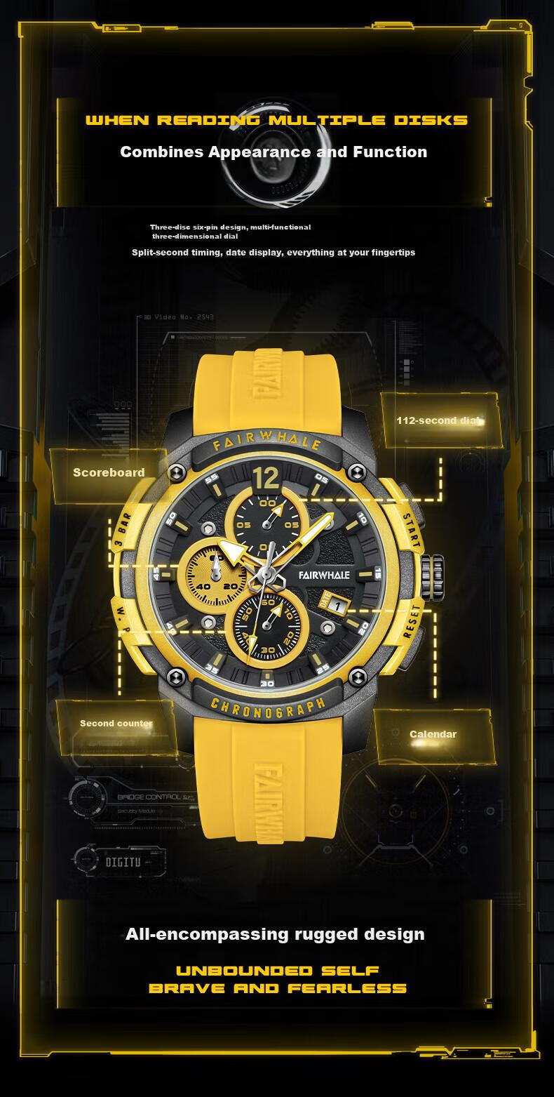 MARK FAIRWHALE Mechanical Wind Three-Eye Six-Needle Student Watch for Men, Waterproof Top Ten Famous Watches, National Watch Birthday Gift 4360 2