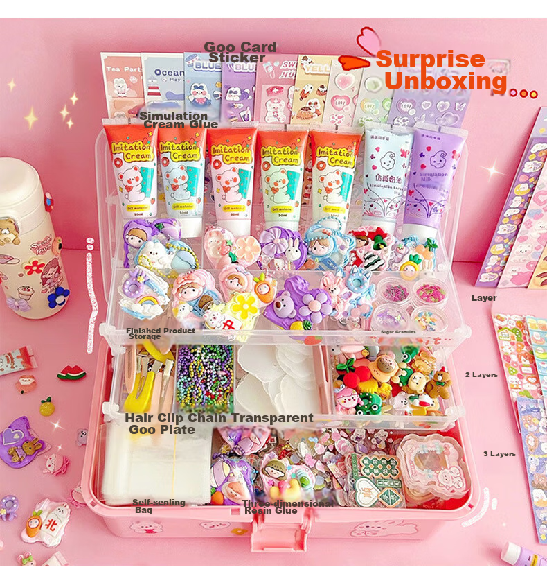 Danmiqi Cream Glue Guka Stickers Complete Set, Children's DIY Handmade, Girls' Pretend Play Toys, Gift Box, Birthday Present 2