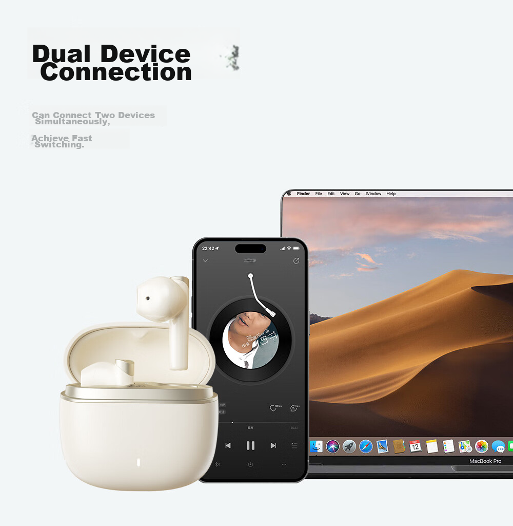 Manbuzhehuazai Magic ANC True Wireless Bluetooth Earphones, Semi-In Active Noise Cancellation, 30-Hour Battery Life, Dual Device Connection, Compatible with Apple, Huawei, Xiaomi, Bean Gree 18