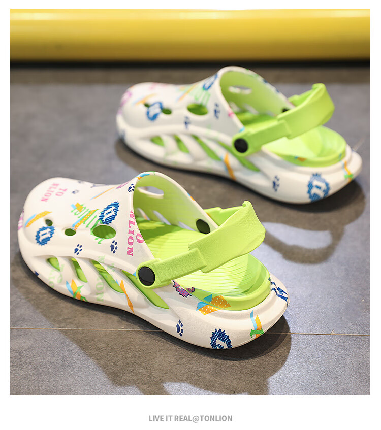 TonLion Sandals for Men, Summer Hole Shoes, Men's Outdoor Slippers, Comfortable Closed-Toe Beach Shoes 6