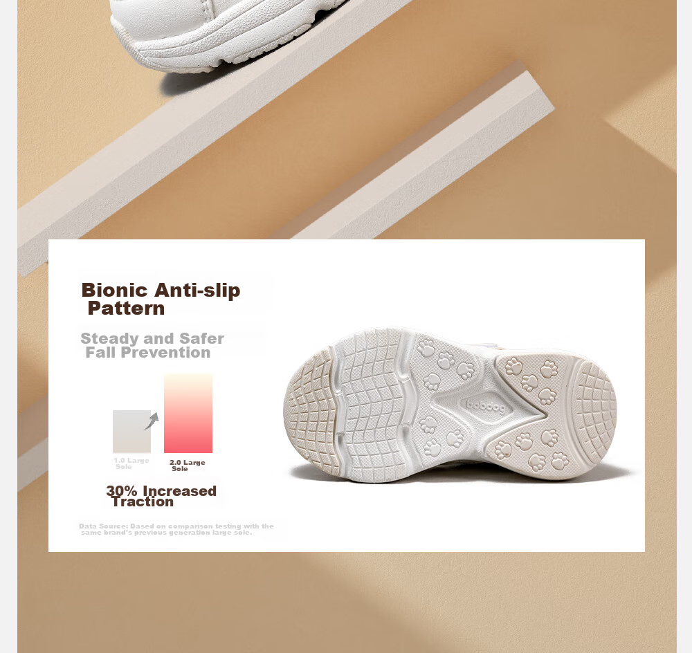 BOBDOG Children's Shoes, Toddler Walking Shoes for Boys And Girls, Spring And Autumn Versatile School White Shoes, Sneakers, Academy White, Size 24 7