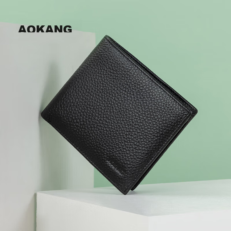 Мужской кошелек Aokang, короткий, натуральная кожа, горизонтальный, с держателем для карт, подарок на День Святого Валентина