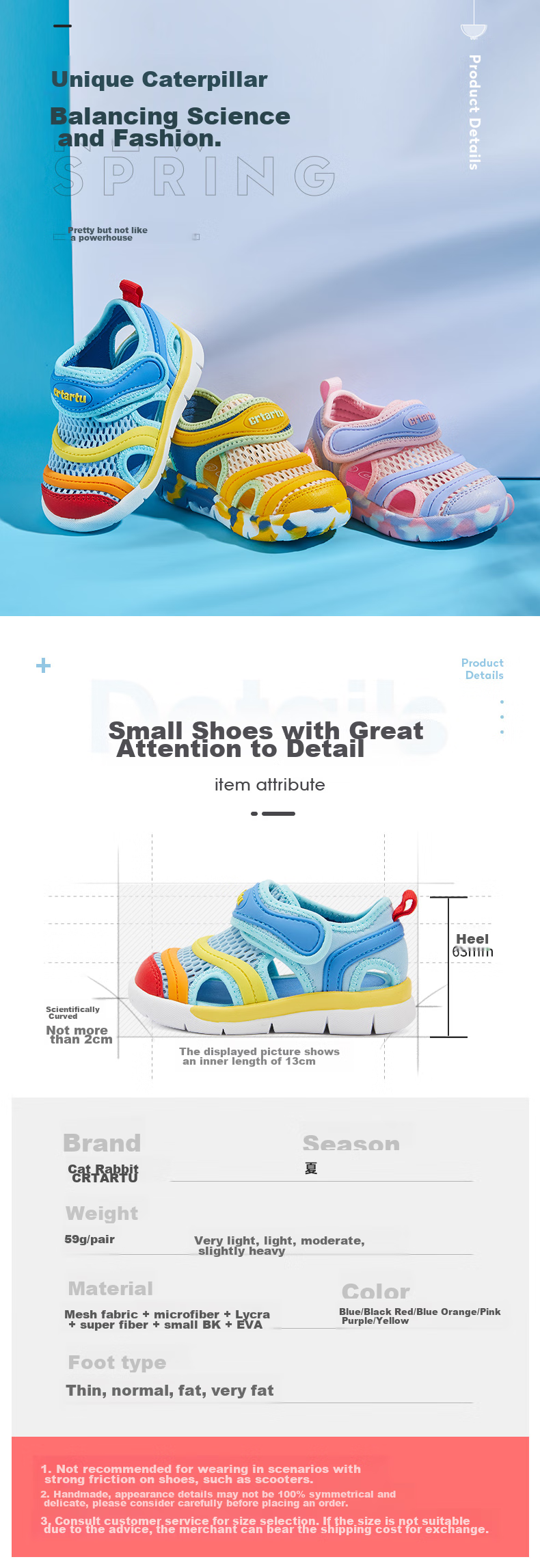 Katetu Children's Sandals, Boys' Summer Walking Shoes for Ages 1-6, Caterpillar-Shaped Toddler Shoes, Functional Baby Sandals for Girls, XBF3 2