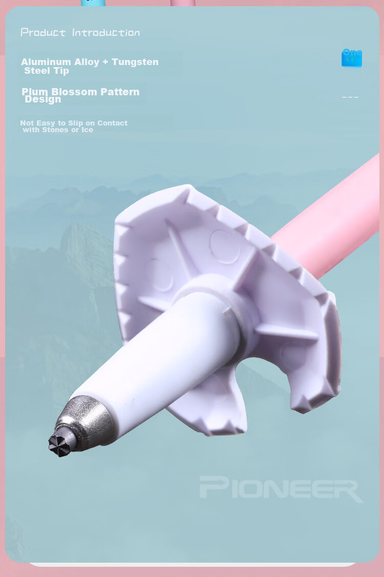 Pioneer Xiaojingling 3 Series Children's Trekking Pole, Carbon Fiber Walking Stick, Telescopic Hiking Cane, Macaron Pink 12