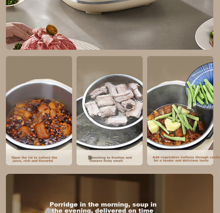Joyoung Household Dual-Layer Electric Pressure Cooker, Non-Coated Steel Pot Electric Rice Cooker, 1600W Super High Heat Cooking Pot Y-50H310 28