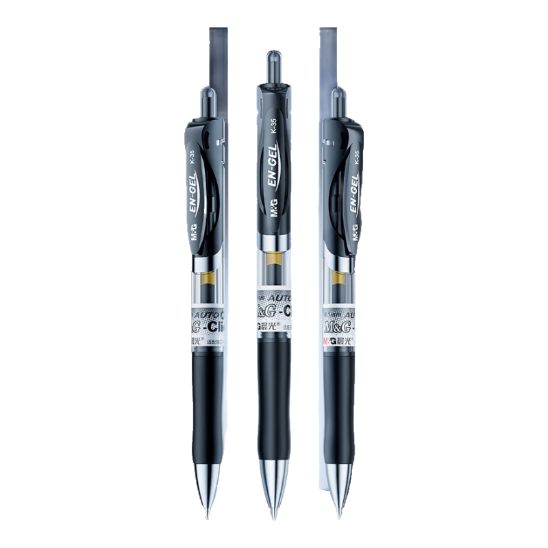 M&G K35 Retractable Gel Pen, 0.5mm Black Gel Pen, Exam Retractable Pen, Classic Bullet Tip, Study Pen, Signature Pen, Office Use Ballpoint Pen, 12 Pcs