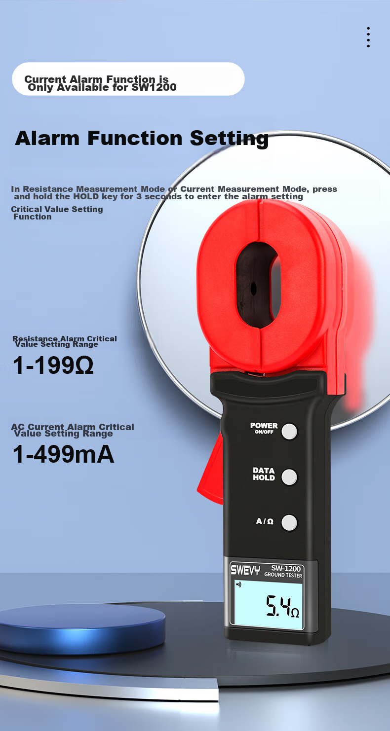 Suwei Lightning Protection Grounding Resistance Tester, Earth Resistance Meter, Digital Electronic Megohmmeter, Resistance Detector SW5601A 6