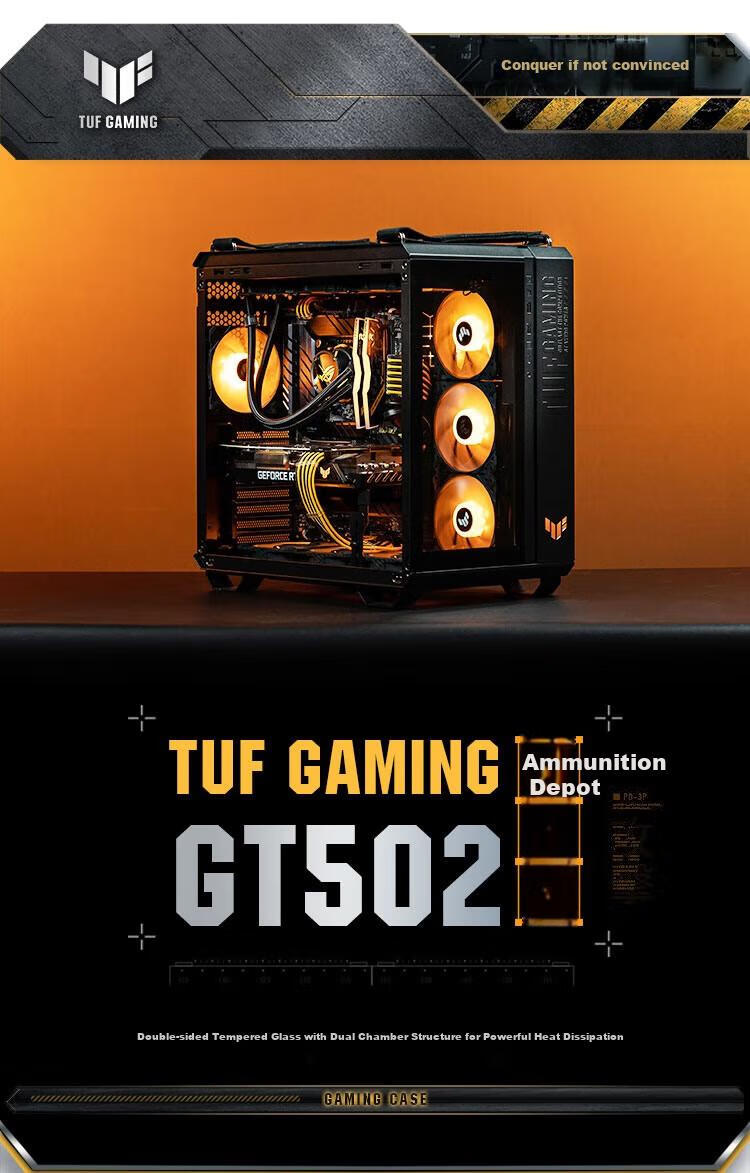 ASUS TUF GAMING GT502 Ammunition Storage Case, Dual-Chamber Design, Tool-Free Disassembly, Black Seaside View, Innovative Cooling, GPU Bracket 2