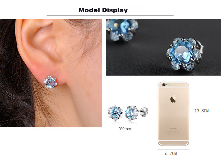 JOLEE Women's Stud Earrings, Topaz S925 Silver Hoop, Simple And Fresh Colorful Jewelry, Gift for Women on Holidays 7