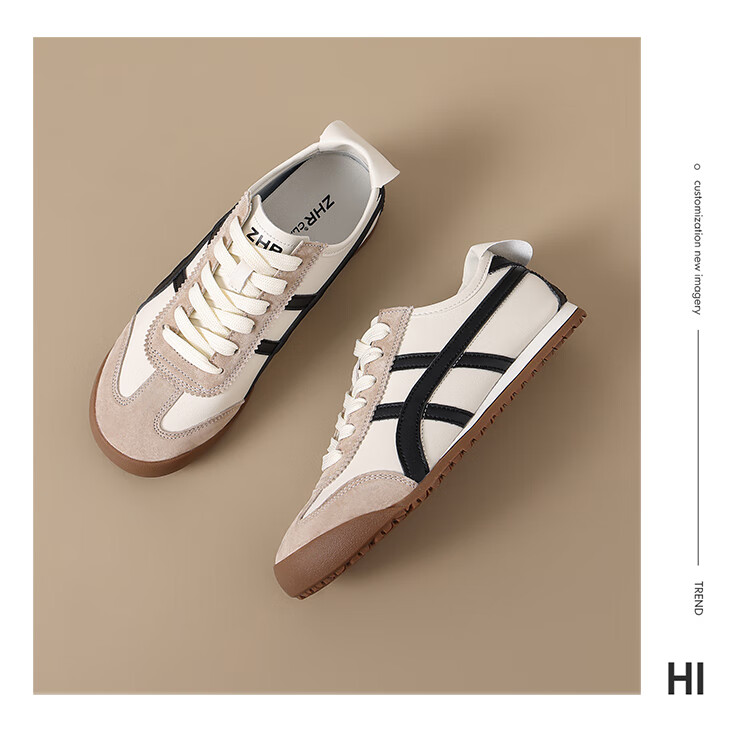 ZHR Ballet Flats for Women, Versatile Lightweight Sports Shoes, Comfortable Flat Casual Shoes, Thin-Soled Genuine Leather Forrest Gump White Sneakers 22