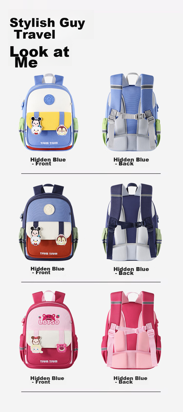 Disney Children's Backpack, Kindergarten Girl First Grade Strawberry Bear, Lightweight Cute Backpack for Boys And Girls, St80264 Blue 13