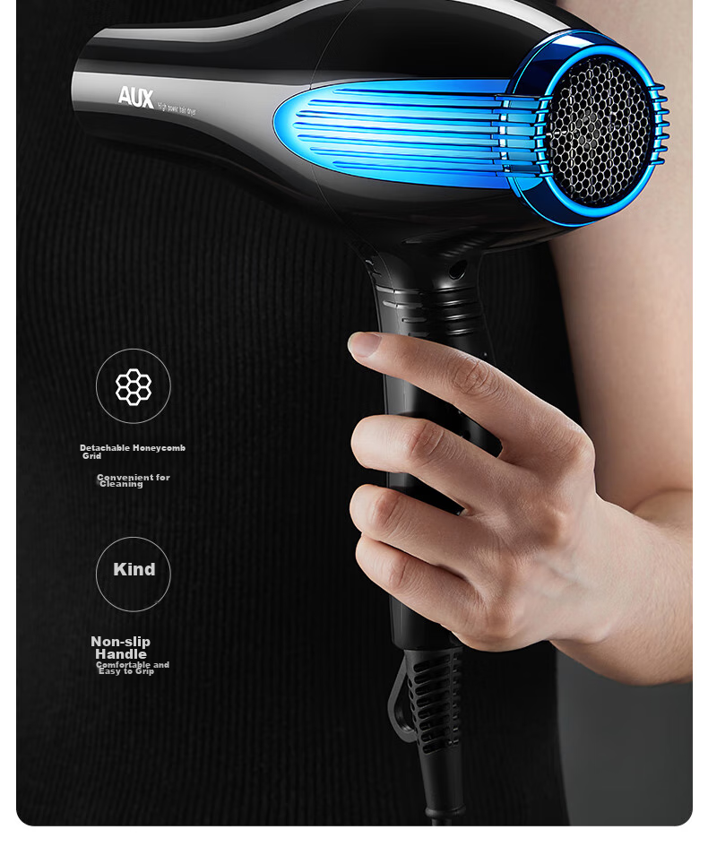 AUX Hair Dryer with Blue Light Negative Ions, 2400W High Power, Gentle on Hair, Electric Fan Blower for Home Use, Professional Salon Use 13