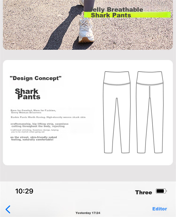LangSha Shark Leggings for Women, Outer Wear, Spring And Summer, Seamless Yoga High-Waist Tight-Fitting Base Layer Pants 2