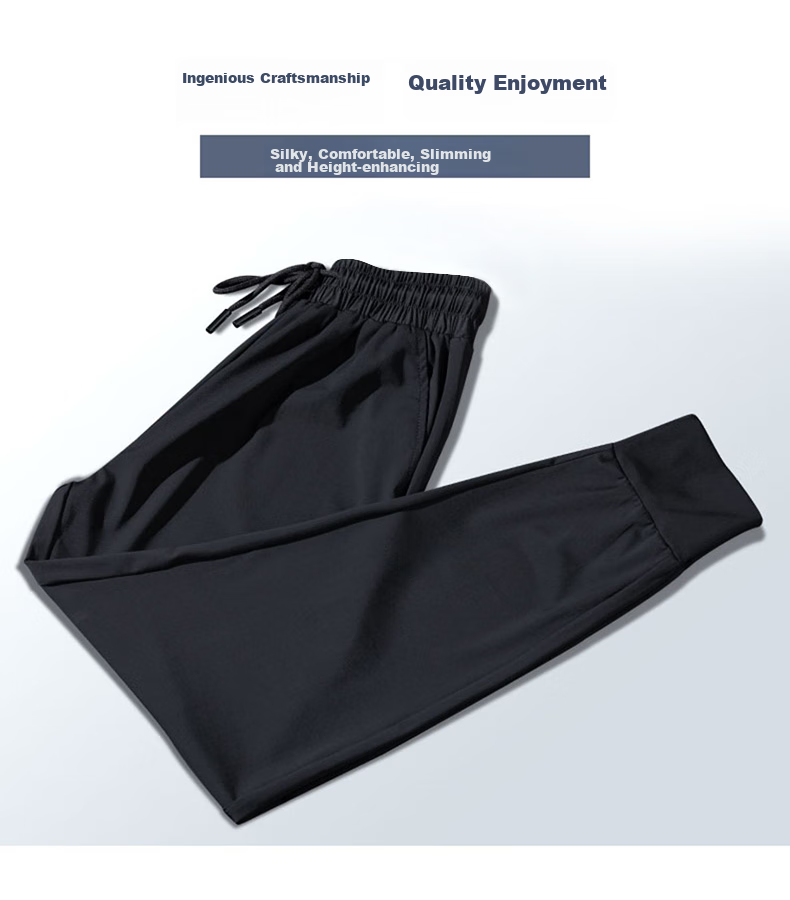XUEXIMAN Ice Silk Sports Pants for Women, Summer Lightweight Loose Casual Pants, Elastic Ankle Harem Black Slimming Quick-Dry Women's Trousers Black 9